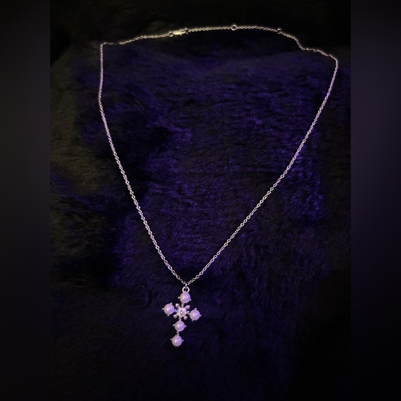 925 Sterling Silver Pearl Cross Adjustable Necklace - Picture 4 of 4